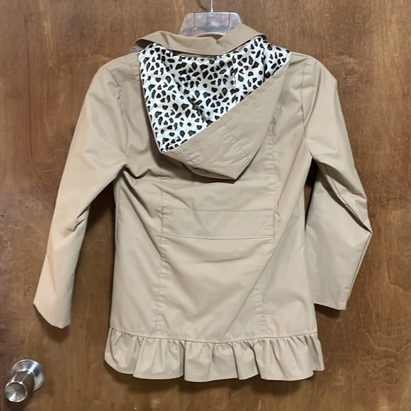 Girls Pink Platinum Coat with Cheetah Print lining and detachable hoodie. SZ 7/8 - Picture 3 of 4